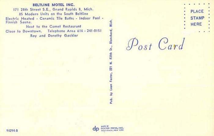 Beltline Motel (Pleasant Motel) - Old Postcard (newer photo)